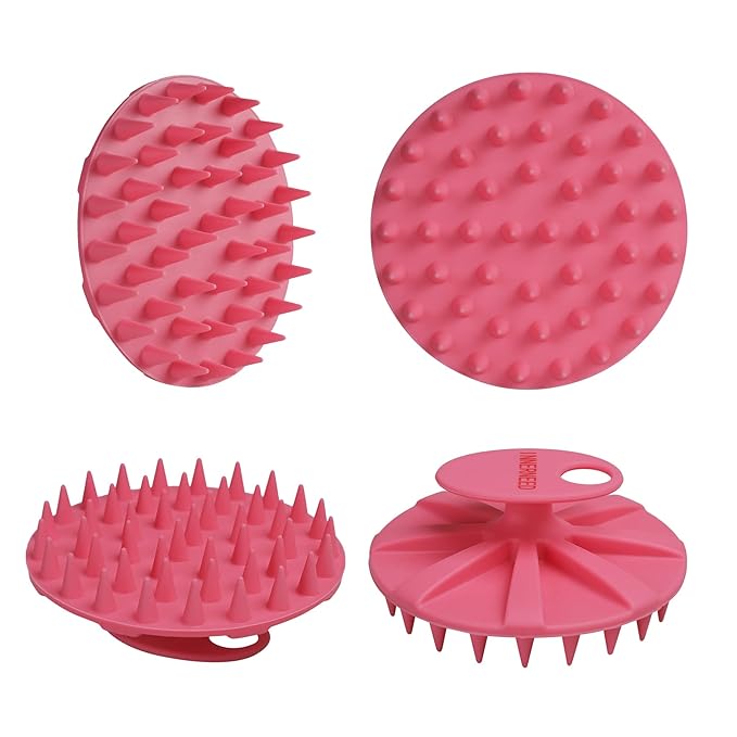 One-piece Silicone Scalp Massager Shampoo Brush Hair Wash, Black+Pink