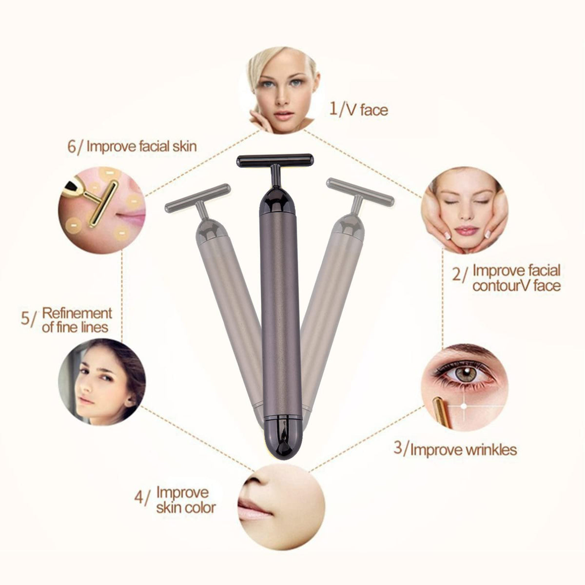 SIXIUMIE Beauty Bar Gold Face Massager for Skin Care T-Shape Facial