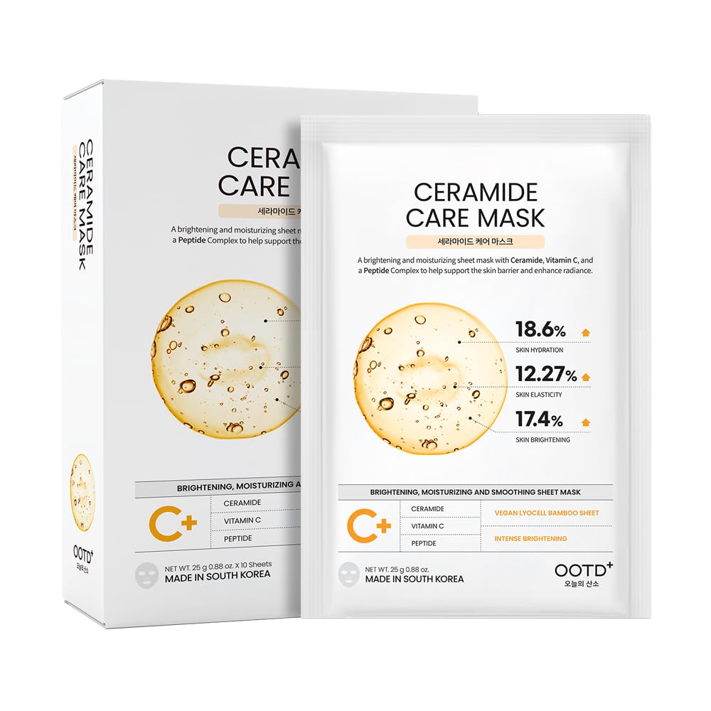 #OOTD Korean Face Sheet Mask Kit, Collagen, Cica, Ceramide, Retinol, 5-Pack