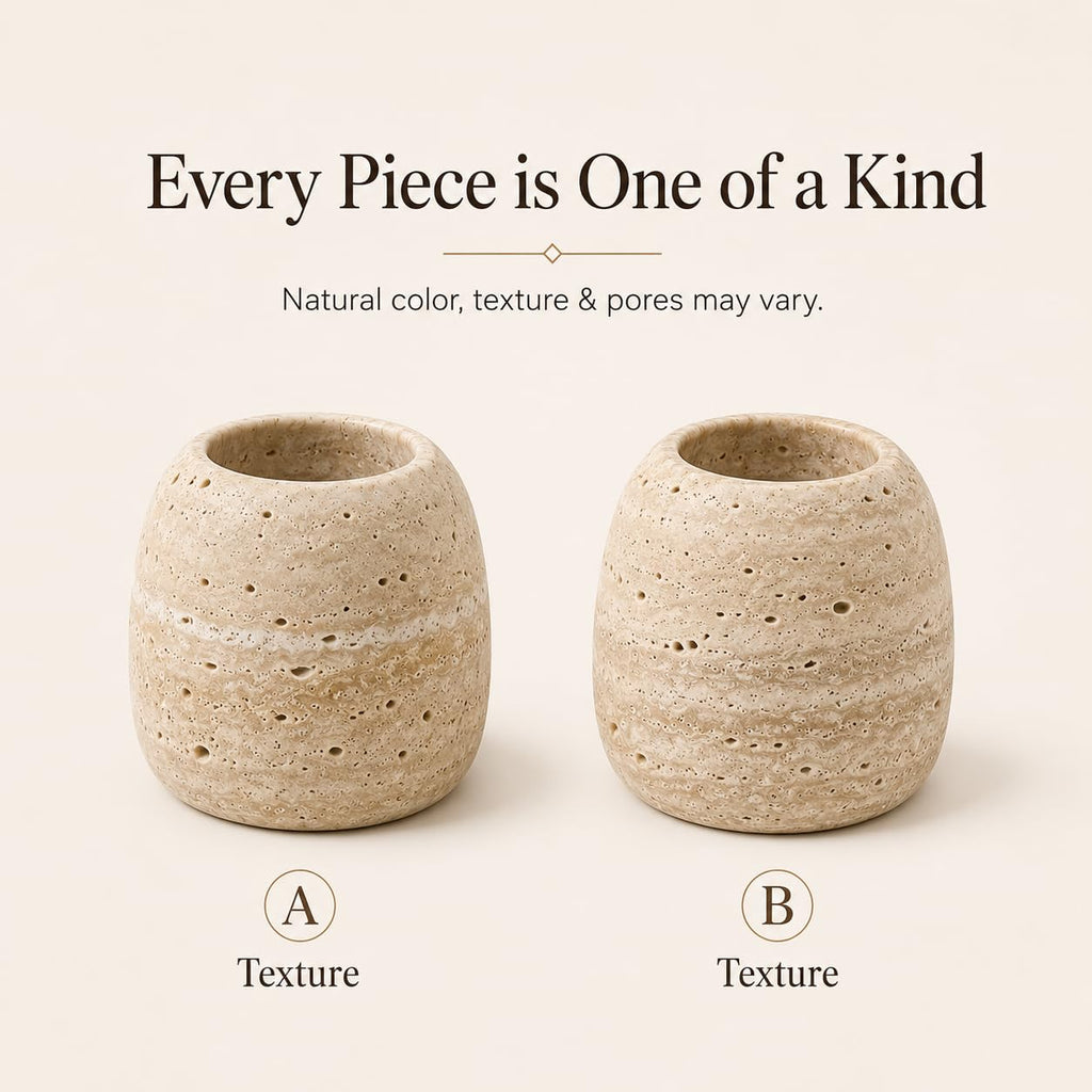 SIRIZEN-DIVING Travertine Toothpick Holder, Small Stone Cup Organizer