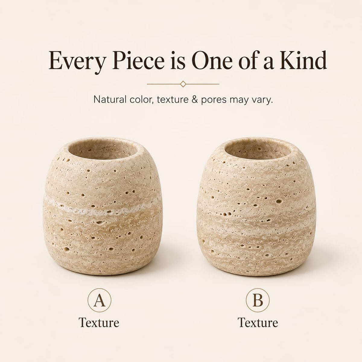 SIRIZEN-DIVING Travertine Toothpick Holder, Small Stone Cup Organizer