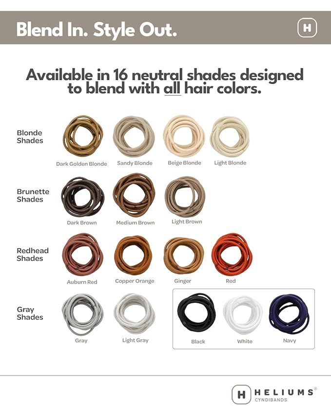 Heliums Small Hair Ties - Dark Brown - No Damage Mini 1 Inch Reusable 2mm Elastics for Thin Hair and Kids, Neutral Ponytail Holders - 48 Count