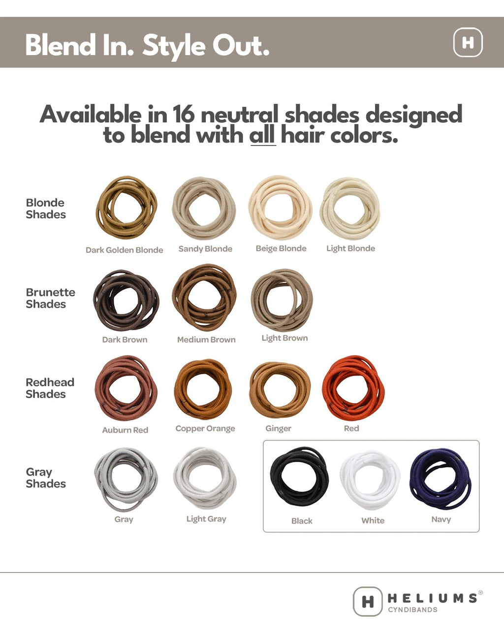 Heliums Small Hair Ties - Beige Blonde - No Damage Mini 1 Inch Reusable 2mm Elastics for Thin Hair and Kids, Neutral Ponytail Holders - 48 Count