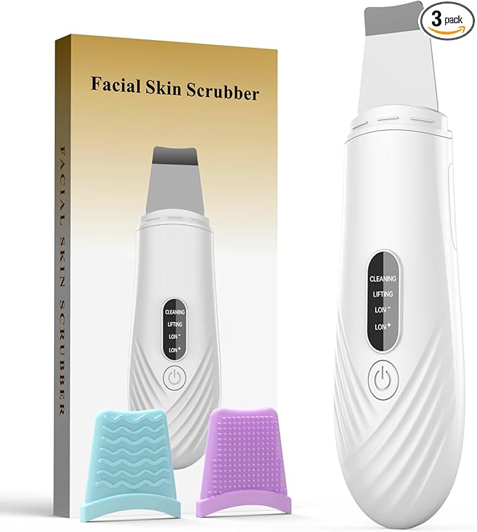 Skin Scrubber Face Spatula, Blackhead Remover Tool for Facial Deep Cleansing, Face Spatula Pore Cleaner with 4 Modes, Whitehead Remover, Blackhead Extractor, Face Scrubber (White)