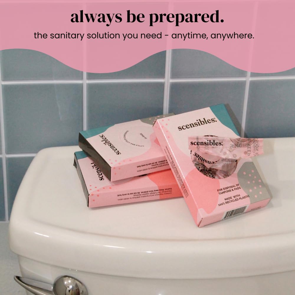 Scensibles Personal Care Disposal Bags (50 Count) - For Tampons, Pads, Liners, Condoms & More - Discreet, Hygienic & Odor-Reducing Disposal Solution