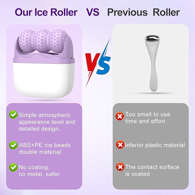 2026 New Ice Roller for Face Women,2 in 1 Face Eyes Roller,Facial Skin Care Tools,Gifts for Women Mom Wife(Purple)