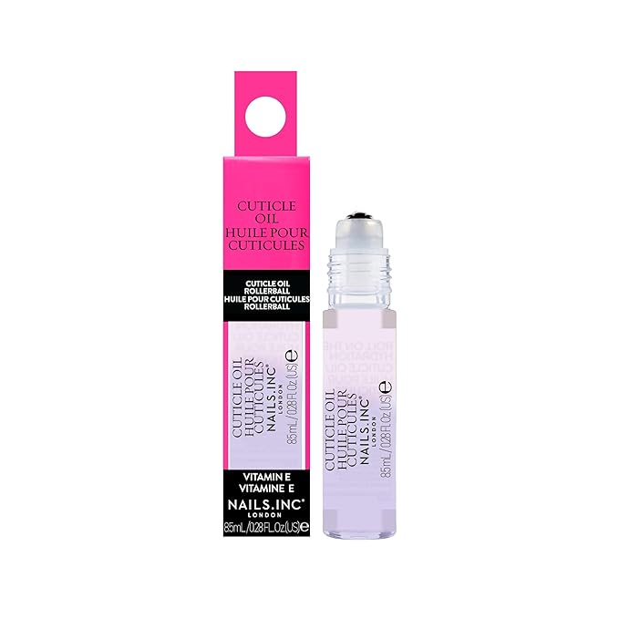 Nails Inc Vitamin E Cuticle Oil Rollerball, Strengthens Cuticles, Intense Hydration, Ultra Moisturizing, Fast Absorbing, Helps With Cracking And Hangnails, Mess Free, Travel Sized, 0.28 Fl Oz