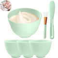 6Pcs Silicone Mixing Bowl, Silicone Bowls for Facial, DIY Face Mask Mixing Bowl for Home Salon Spa Face Skin Applicator Bowl Esthetician Supplies, Green