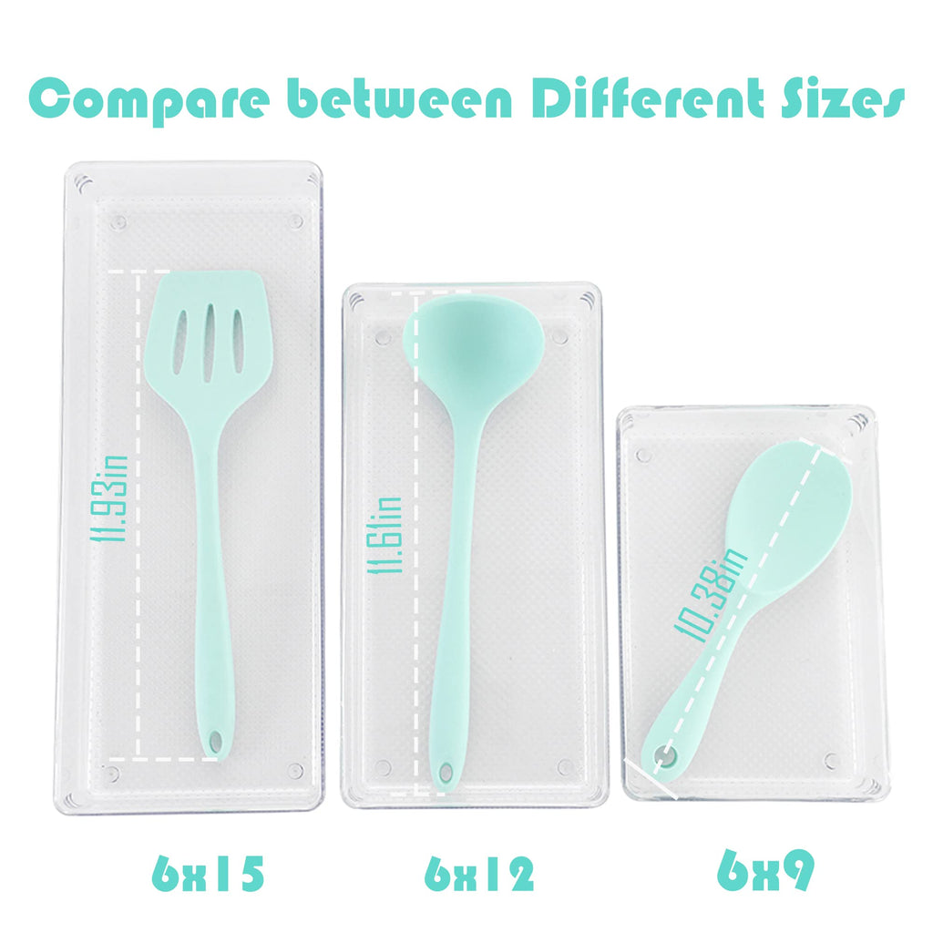 ihomecooker 5 Pack Clear Plastic Drawer Organizer Tray Cutlery Utensil Makeups Drawer Silverware Organizers 6" X 9"