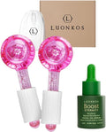 LUONKOS Ice Globes for Face + Eternity Facial Serum Bundle – Skincare Glass Gua Sha Facial Tools (Set of 2) Paired with Oil-Based Face Serum with Squalane & Sea Buckthorn for All Skin Types (20ml)