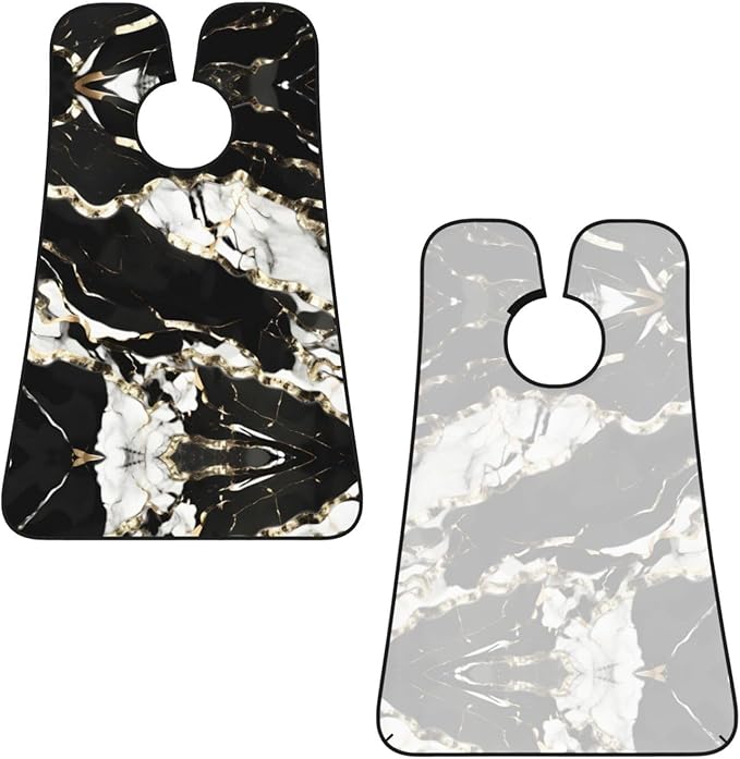 Black And White Marble Texture Print Beard Bib Shaving Apron, Beard Hair Trimming Cape Gift For Dad