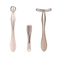 3Pcs Metal Eye and Face Cream Applicator Stick Cosmetics Spoon Spatula, Massager Tool for Facial Massage, Reduce Puffiness (Silver)