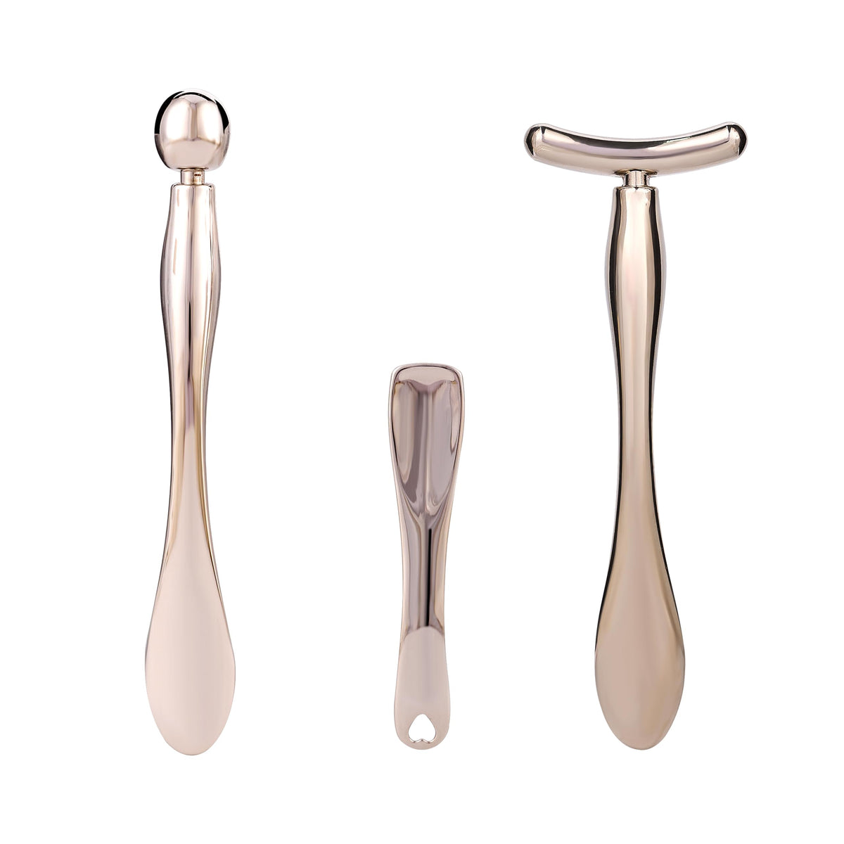 3Pcs Metal Eye and Face Cream Applicator Stick Cosmetics Spoon Spatula, Massager Tool for Facial Massage, Reduce Puffiness (Silver)