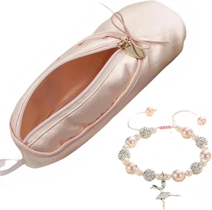 CECKQUE Ballet Pointe Shoe Makeup Bag Dance Recital Gifts for Girls
