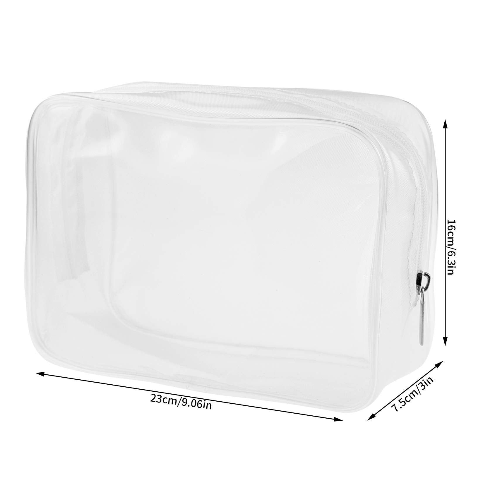 Wobe 5 Packs Clear Cosmetics Bag TSA Approved, PVC Zippered Toiletry Carry Pouch Portable Makeup Bag for Vacation Travel, Bathroom and Organizing Waterproof Makeup Vinyl Case (Large, White)