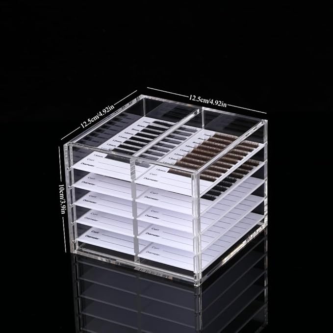 LIXIMMAZN 10 Layers Acrylic Eyelash Storage Organizer, Cosmetic Makeup Container Box, Clear Case Cabinet Display Used for Eyelash Storage and Eyelash Salons (10 Layers Type A)