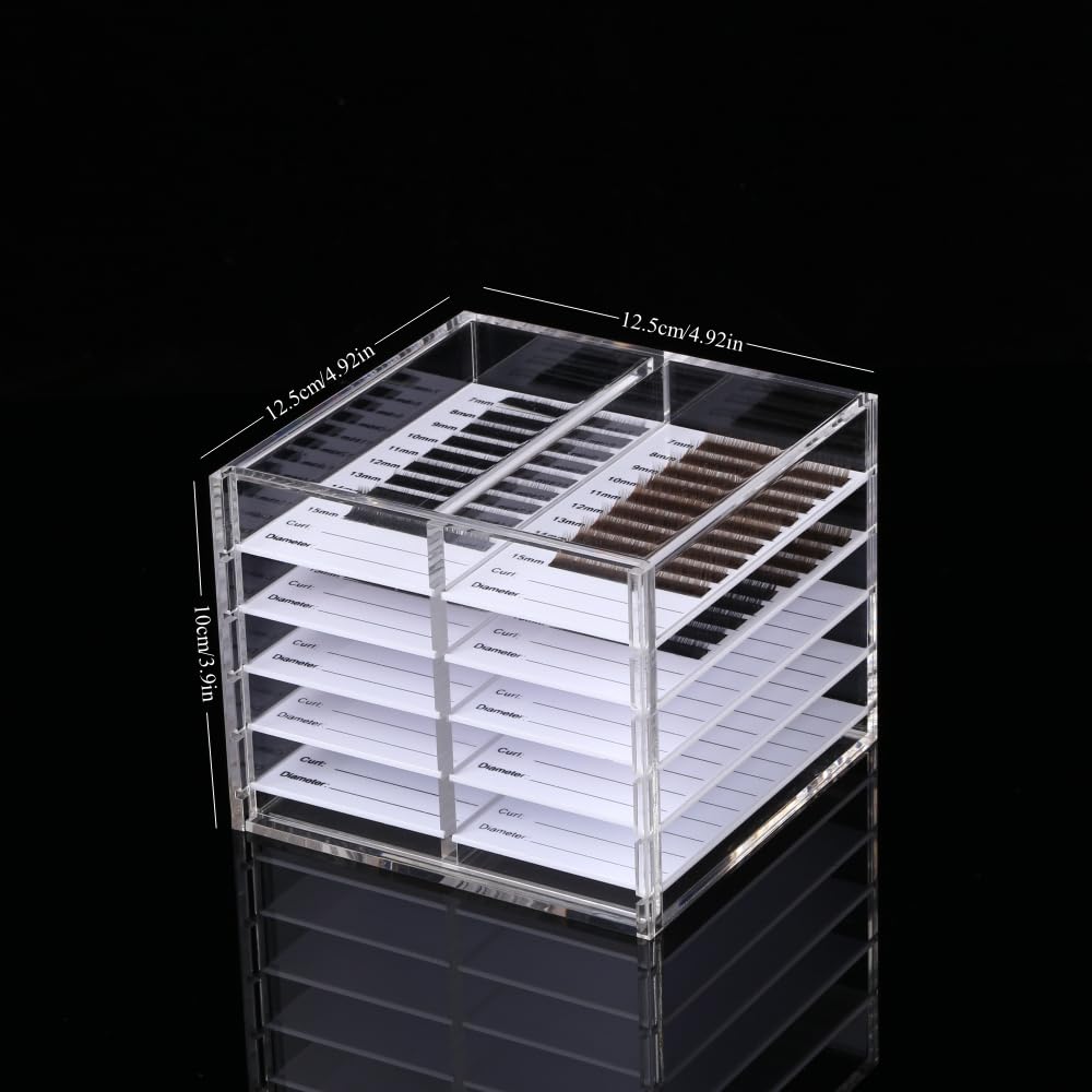 LIXIMMAZN 10 Layers Acrylic Eyelash Storage Organizer, Cosmetic Makeup Container Box, Clear Case Cabinet Display Used for Eyelash Storage and Eyelash Salons (10 Layers Type A)