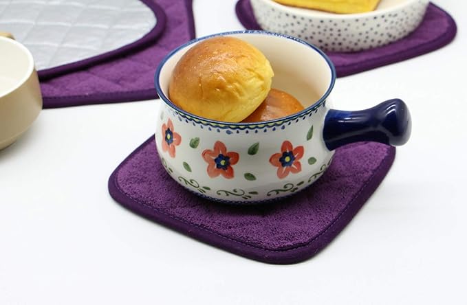 GQZLUCK Cotton Pot Holders, Hot Pads for Kitchen,Set of 4, Eggplant