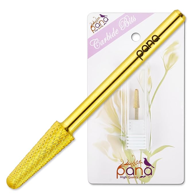 USA PANA Professional 3/32" Shank Size - Cone Shape Carbide Bit - Nail Drill Bit for Manicure Pedicure Tools Dremel Machine - Gold, Silver (Fine, Gold)