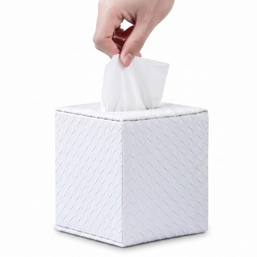 Tissue Box Cover Square,White Tissue Holder for Bathroom Accessories,Bathroom