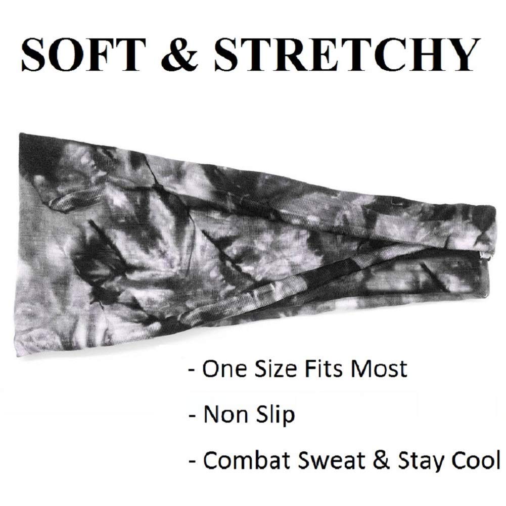 Huachi Women's Headbands Yoga Workout Exercise Headbands for Women Cute Elastic Hair Bands for Women’s Hair Tie Dye Bandeau Headband Sweatbands