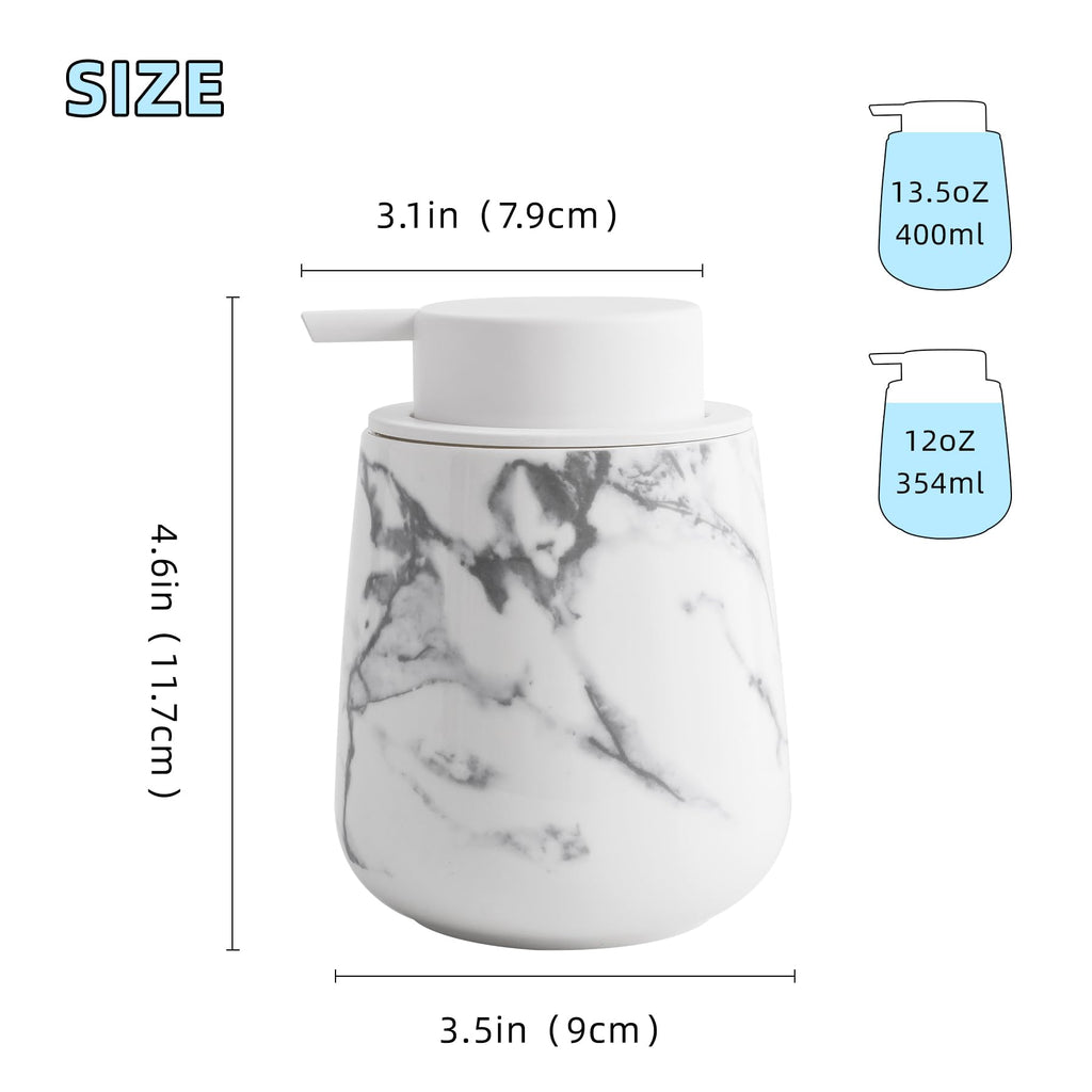 Agyiuns soap Dispenser Ceramic foaming soap Dispenser with Easy-to-Press Pump for Bathroom 12 oz refillable Liquid Hand soap Dispenser for Hand sanitizers, lotions