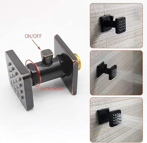 (Upgrade) Shower Body Jets with On-Off switch Solid Brass Shower Body Spray Massage Nozzle Wall Jets, Flow Can Be Controlled, Showerhead Can Swivel (4PCS, Oil Rubbed Bronze)