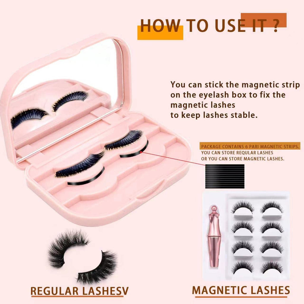 False Eyelash Storage Case with Mirror Empty Travel Lash Organizer Box