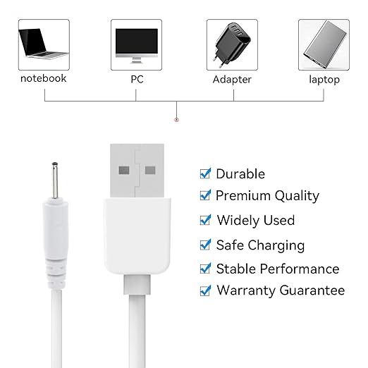 Chofit Intended for COSLUS FBS02/FBS01 Facial Cleansing Brush Charging Cable Protable Replacement USB Charger Cable Compatible with COSLUS IPX7 Charger (White,2PACKS)