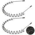 2-Pack Metal Headbands for Men & Women - Wavy Grip, Adjustable & Non-Slip for Sports, Running, Workouts and Daily Grooming