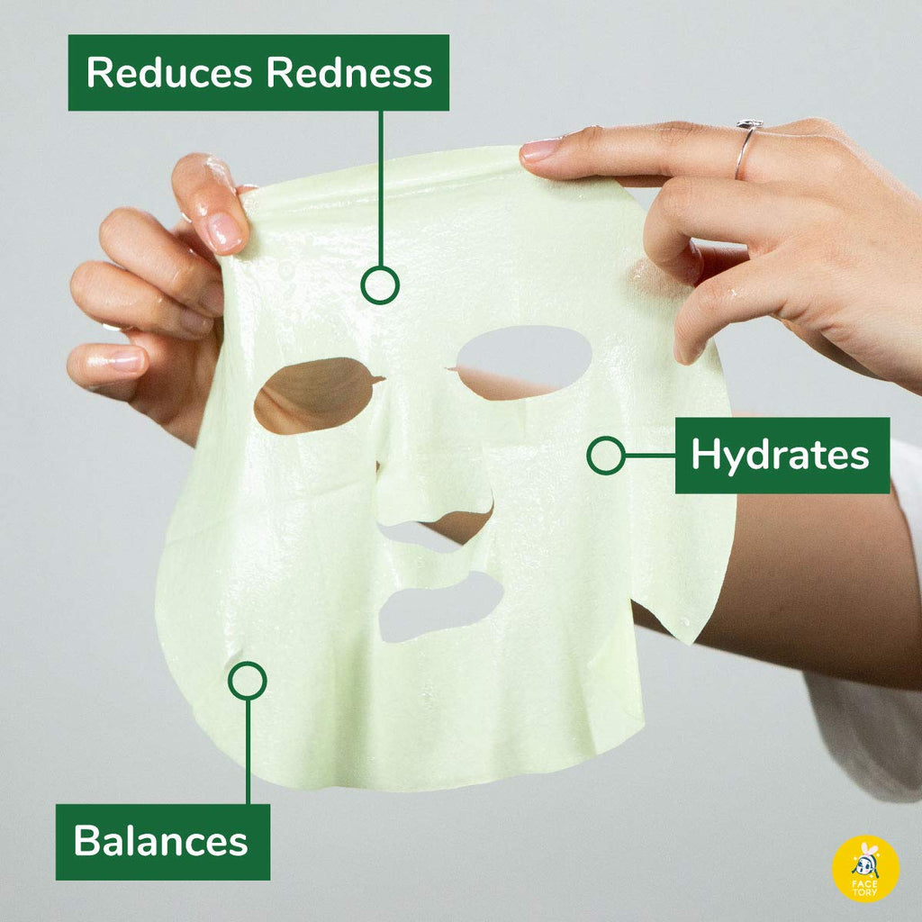 FACETORY Artemisia Refreshing Relief Korean Soothing Face Mask, 5 Pack