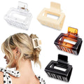 4 Pack Banana Claw Clips for Thin Medium Hair - 2" Square Cute Acrylic Hair Clips for Women