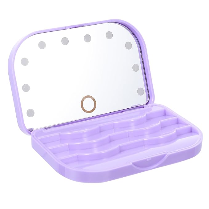 Healeved Eyelash Case Empty Eyelashes Storage Box with Led Mirror Travel Eyelash Storage Box Eyelash Container Lash Organizer