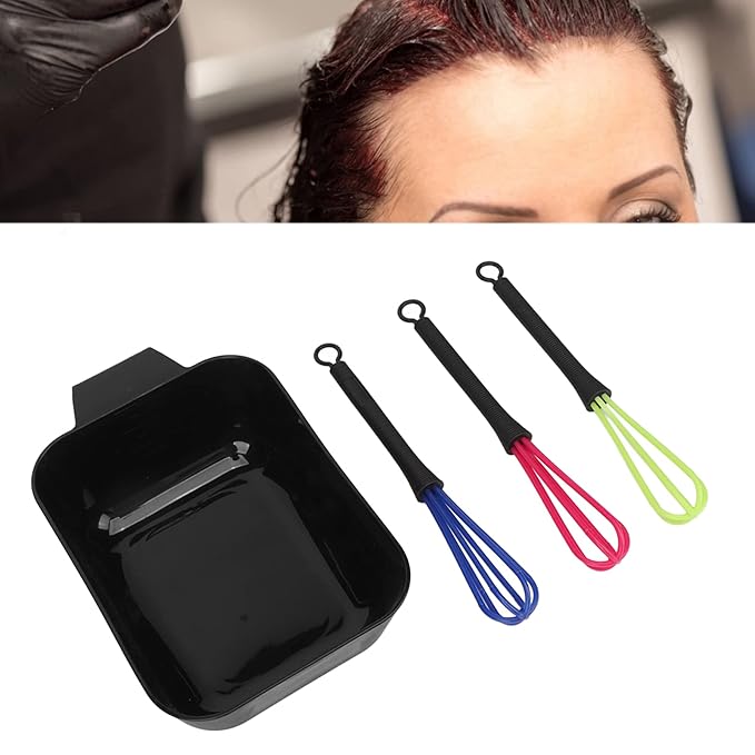 Professional Hair Tinting Bowl Mixing Kit - Color Application Tool for Salon and Home Use, Versatile and Ergonomic Design 1 X Hair Tinting Bowl and 3 X Mixer Hair Tinting Whisk
