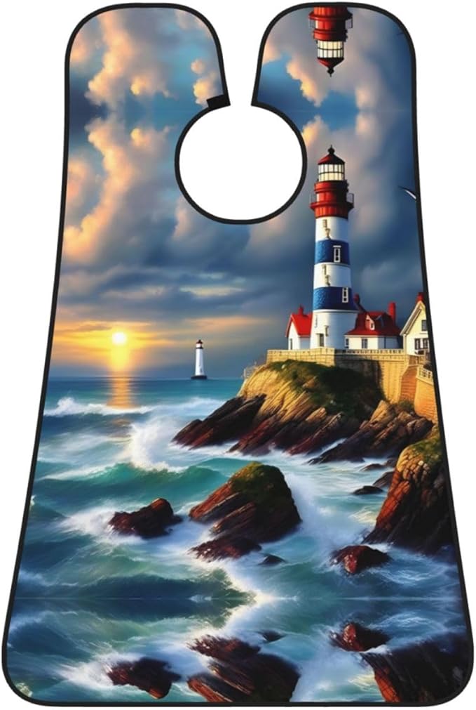 NOUZU Lighthouse Diamond Paint Print Beard Bib Apron For Men, Beard Hair Catcher For Men Shaving Trimming,Beard Cape Cloth, Black