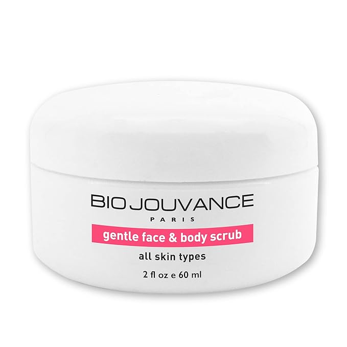 BIO JOUVANCE PARIS Gentle Face & Body Scrub 2 Oz (60ml) – Natural Jojoba Bead Exfoliating Scrub with Chamomile – For Face & Body – Smooths, Softens & Preps Skin for Better Absorption