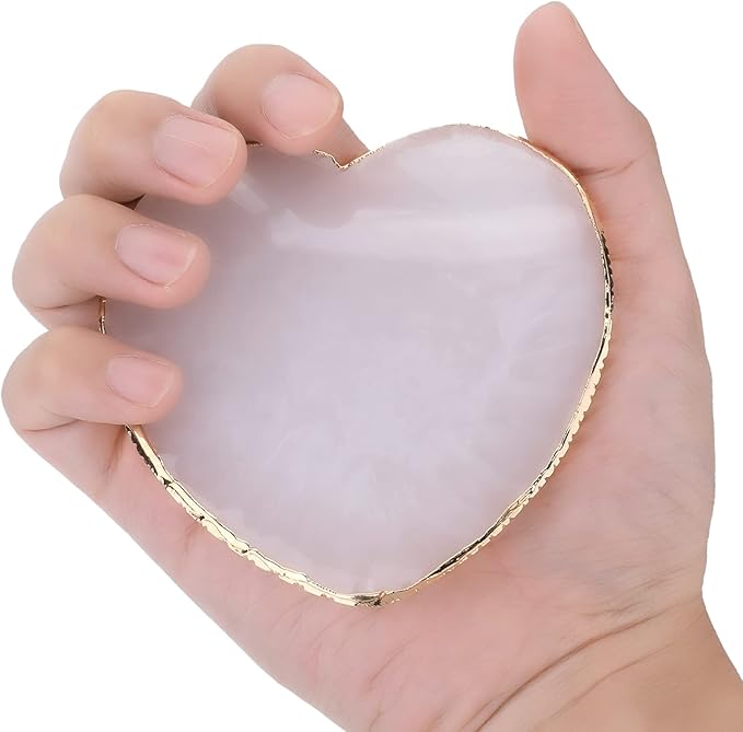 WLLHYF Resin Nail Art Palette Gold Edge Nail Holder Heart Shaped Color Makeup Foundation Mixing Tools Display Board Gel Nail Art Color Mixing Palette Painting Tray Manicure Tool
