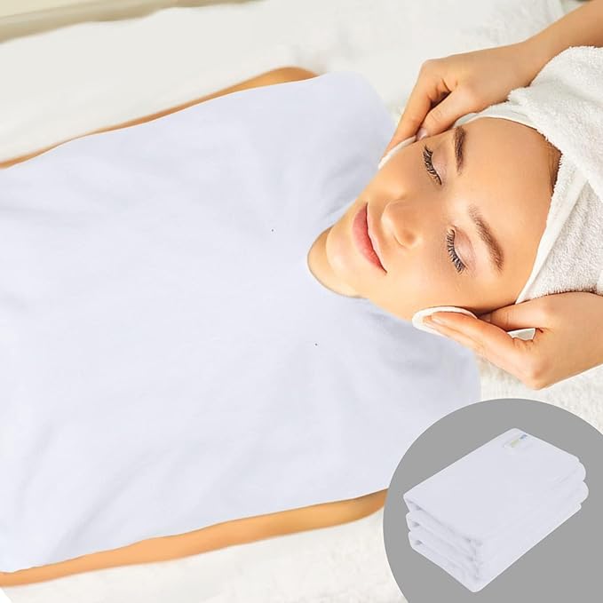 SINLAND Microfiber Esthetician Towels for Facials Mask Removing Face Wrap Soft Facial Cloth with Split Design Spa Towels for Facial Steam Massage and Cleansing 20x15.7inch