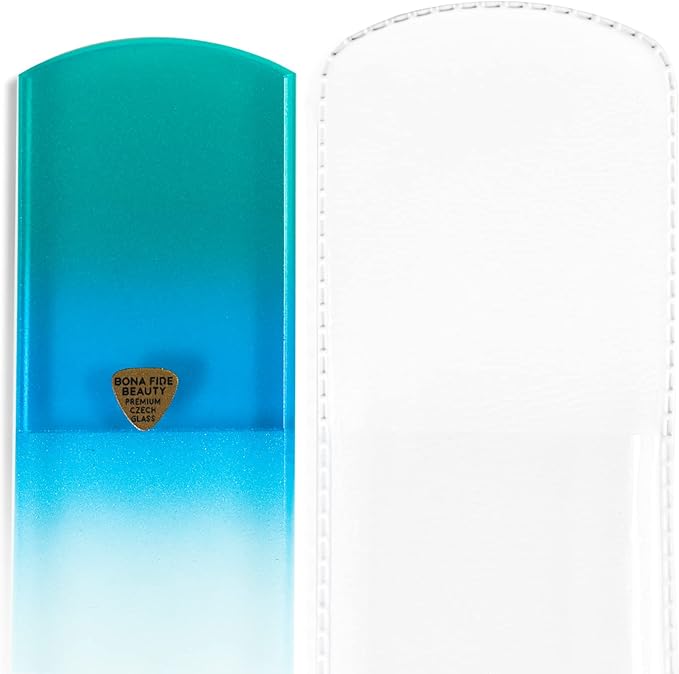 Bona Fide Beauty Czech Glass Foot File with Protective Sleeve (Aqua)