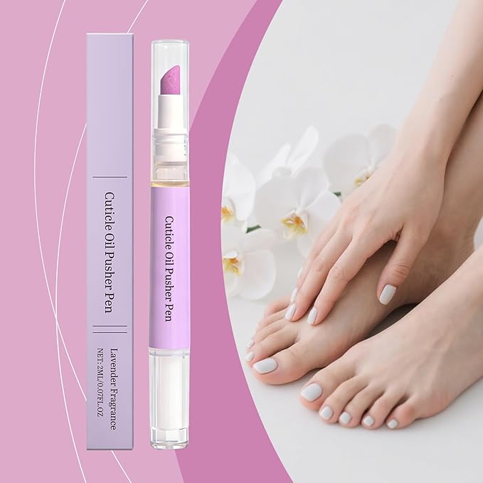 Ceramic Cuticle Pusher & Nail Oil Pen, 2-in-1 Nail Care Tool, Gentle Hangnail Remover for Dry or Damaged Nails, Portable Pen with Stainless Steel Cuticle & Nail Cleaner