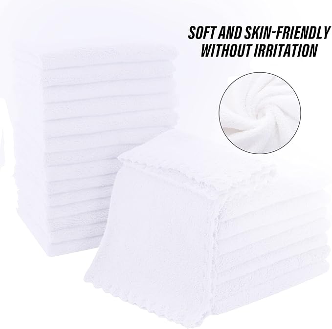 MOONQUEEN Ultra Soft Premium Washcloths Set - 12 x 12 inches - 72 Pack - Quick Drying - Highly Absorbent Coral Velvet Bathroom Wash Clothes (White)