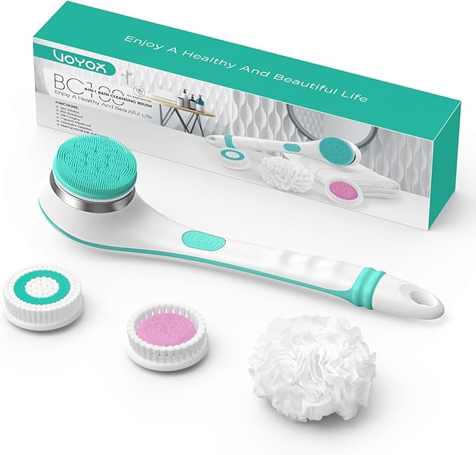 VOYOR Electric Silicone Body Scrubber, Back Brush for Shower Rechargeable