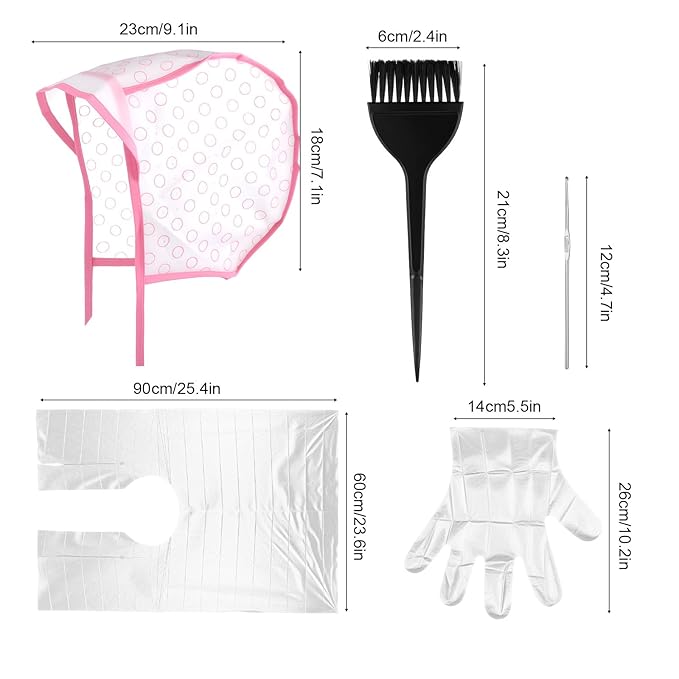 3 Sets Highlight Cap Kit with 3 Pcs Hair Highlighting Caps, 3 Pcs Styling Tools, 3 Pcs Disposable Hair Dye Shawl, 3 Pairs Gloves, 3 Pcs Dye Brushes Highlight Hairs Coloring Kit for Salon Hairs