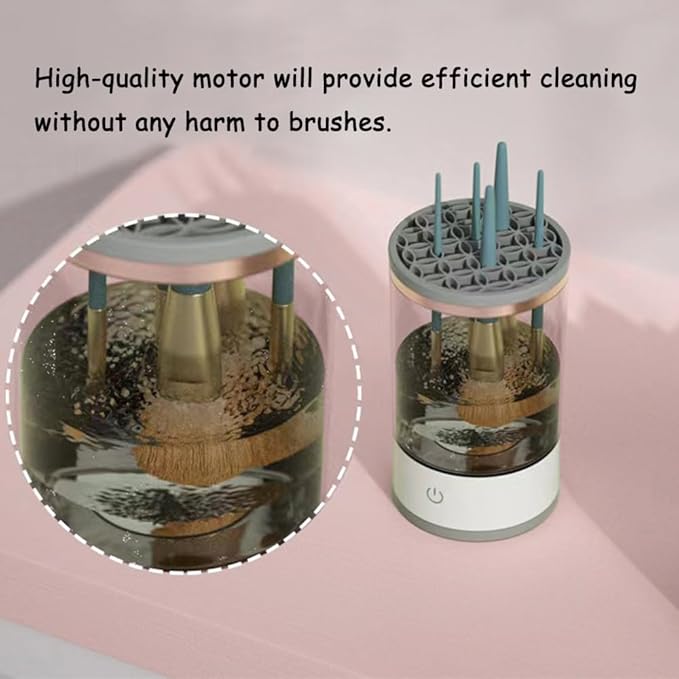AMYESE Makeup Brush Cleaner, Automatic Makeup Brush Cleaning Machine, 3-in-1 Electric Beauty Brush Cleaner, Air Drying and Dust-proof Organizer, Makeup Brush Tool, Great Gift for Makeup Friends
