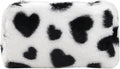HABUAETY Makeup Bag Small Cosmetic Bags for Purse Women Girls Plush Simple Heart Make Up Pouch