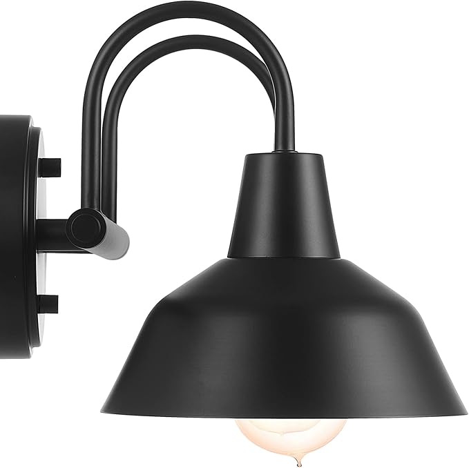Globe Electric 63000004 3-Piece Bathroom Set, Matte Black, 15.5" 2-Light Vanity Light, Towel Ring, Toilet Paper Holder, Bulb Not Included