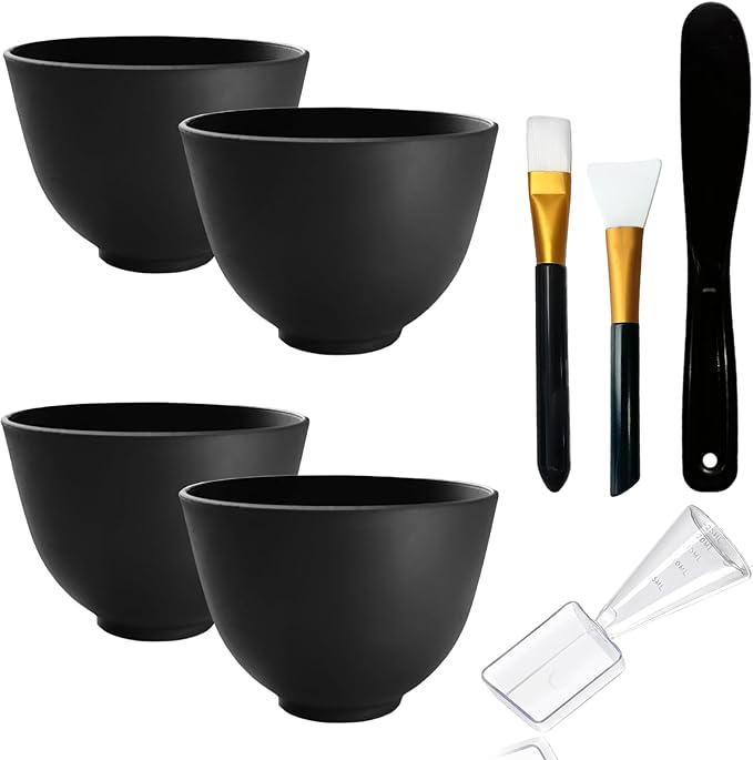 Silicone Mixing Bowl, Silicone Bowls for Facial, DIY Face Mask Mixing Bowl for Home Salon Spa Face Skin Applicator Bowl, Black