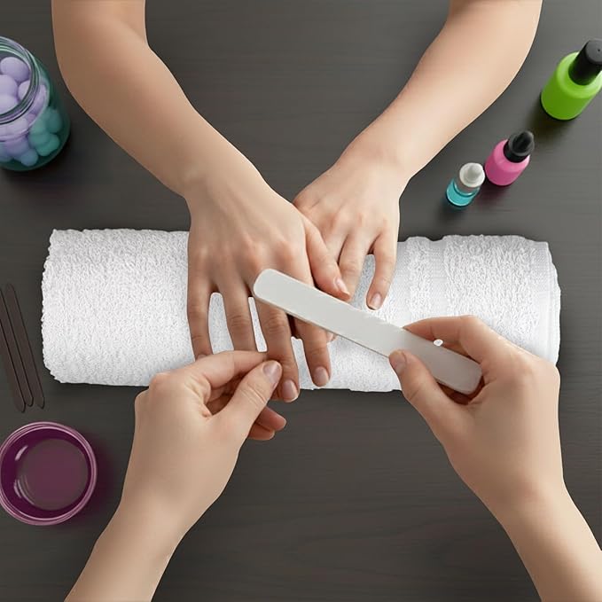 STF Linen Hand Towels (Pack of 40) - White Economy Salon & Spa Towels - 100% Cotton, Highly Absorbable, 16 x 27 Inches