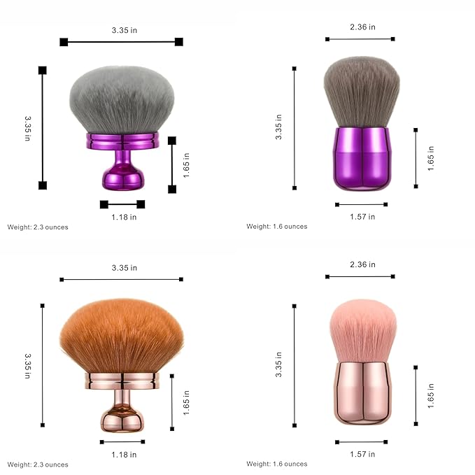 9 9PINE 2-in-1 Oversized Body Brush & Kabuki Makeup Brush Set - Ultra Soft for Self Tanner, Body Foundation, & Facial Makeup - Ergonomic Handle for Women, Travel Pouch & Gift Box (Purple)