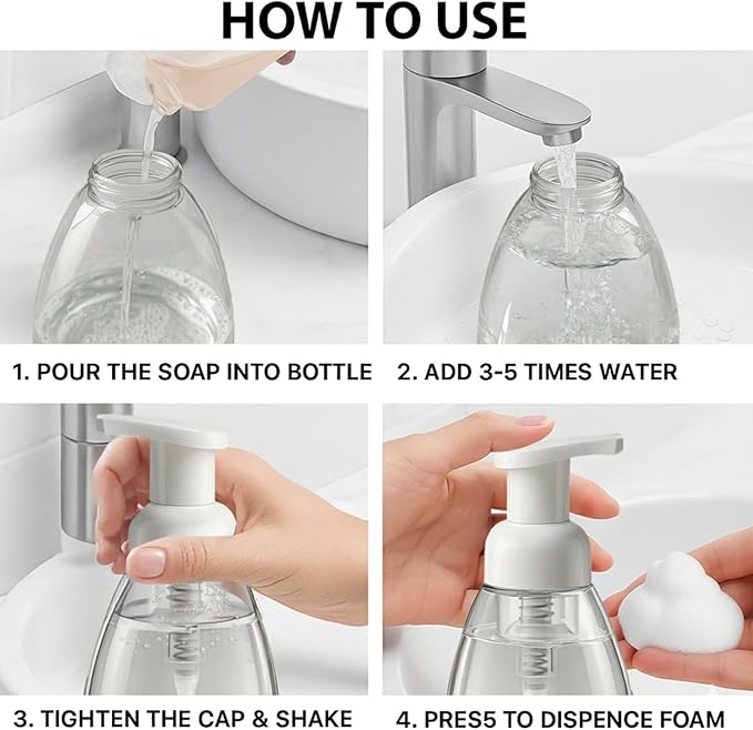 Bar5F 4-Pack Foaming Soap Dispenser Pump Bottle for Dr. Bronner's Castile Liquid Soap 8.5-Ounce